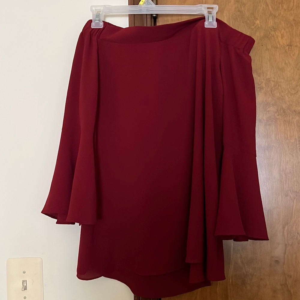 Burgundy bell sleeved & off shoulder blouse